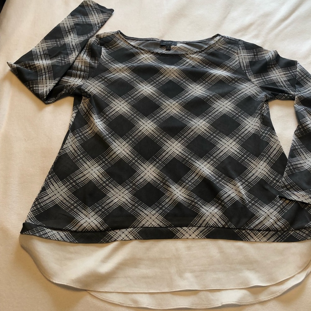 Sheer Plaid Print Top